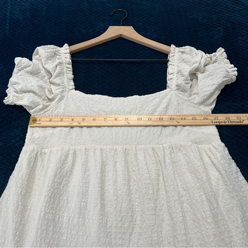 Sophie‎ Rue Cream Lightweight Textured Puff Sleeve Peasant Mini Dress Size L - Picture 10 of 10